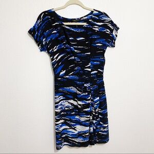 BCBG MAXAZRIA 100% Silk Faux Wrap Short Sleeve Dress Size XS